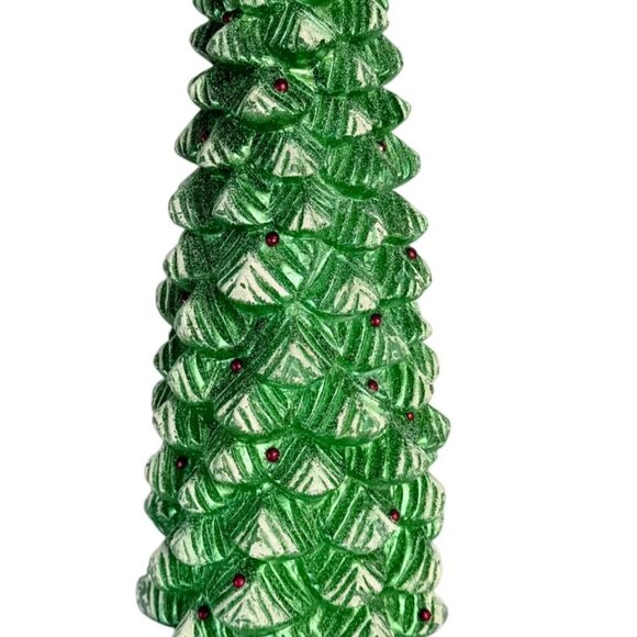 Metallic Green Christmas Tree Candle Vintage Holiday Decor Retro Holiday Decor - Picture 4 of 16